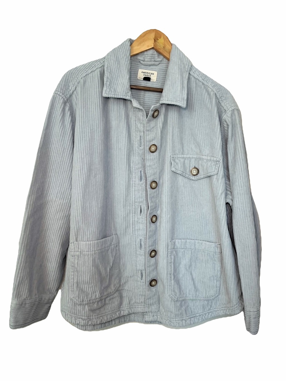 American Eagle Corduroy Light Blue Button-Up Shirt Shacket XL barn style Jacket